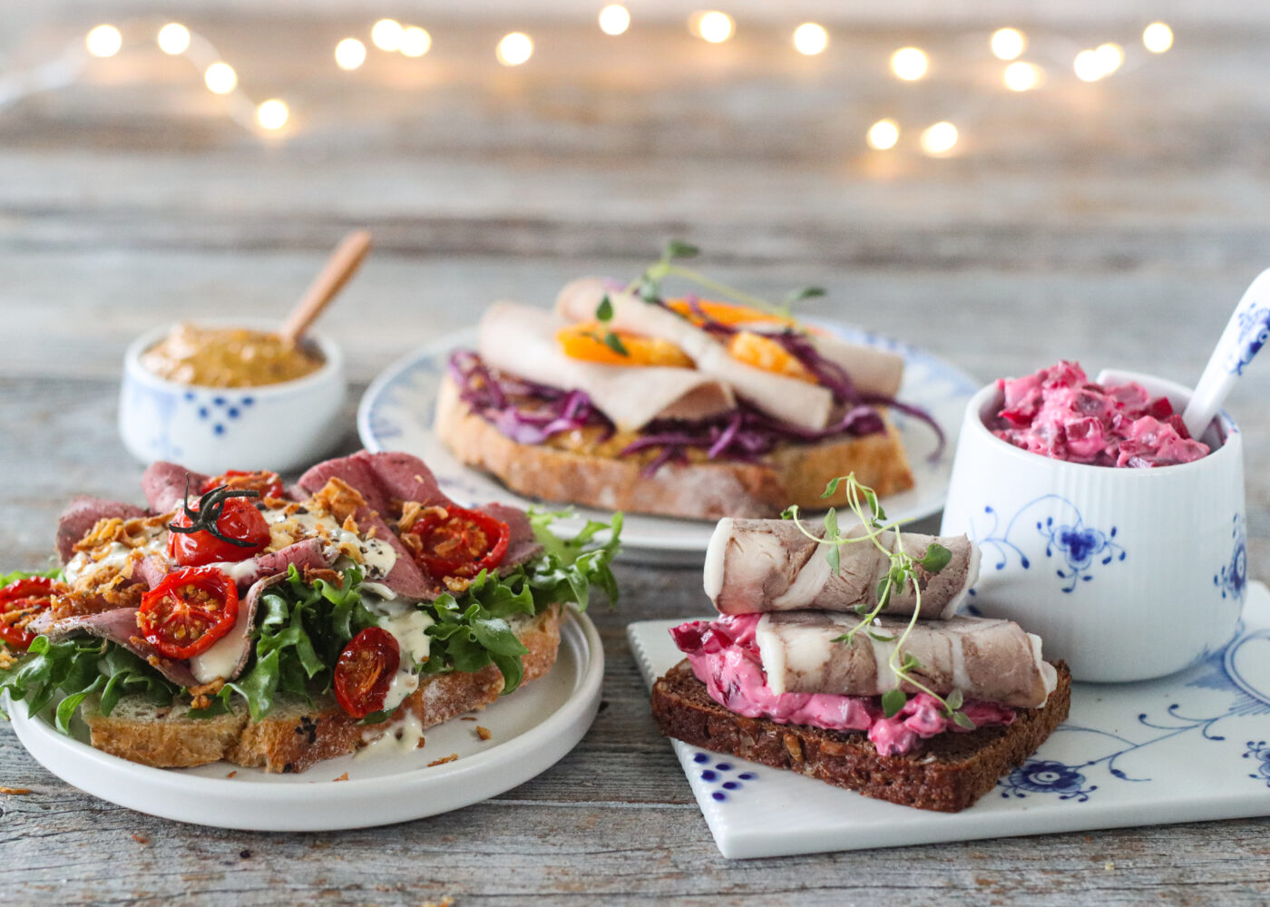 julesmørbrød med sylte, skinkestek og Roastbeef