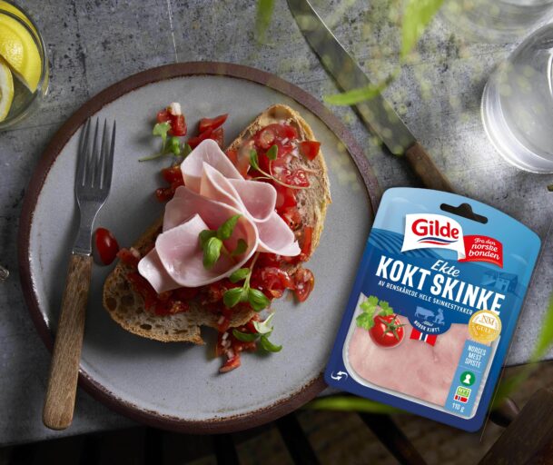 Bruscetta med kokt skinke og pack