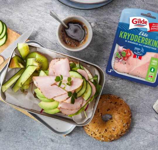 Bagel med Gilde krydderskinke og avokado